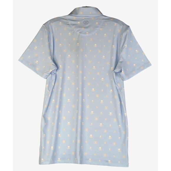 G/FORE Golf Polo Mens S Blue Skulls Crossbones Print Performance Stretch NEW - Picture 3 of 11